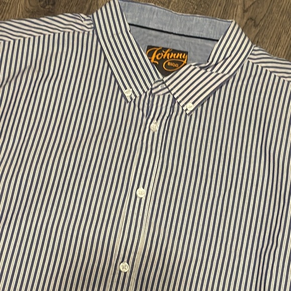 Johnny Bigg 4XL Blue and White Striped Long Sleeve Button Down Shirt New - Picture 2 of 6